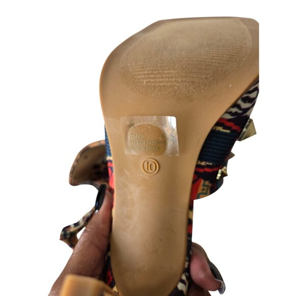 Cape Robbin Womens 10 Popo Slip On Square Open Toe High Heel Mules Multi Print - Picture 8 of 8